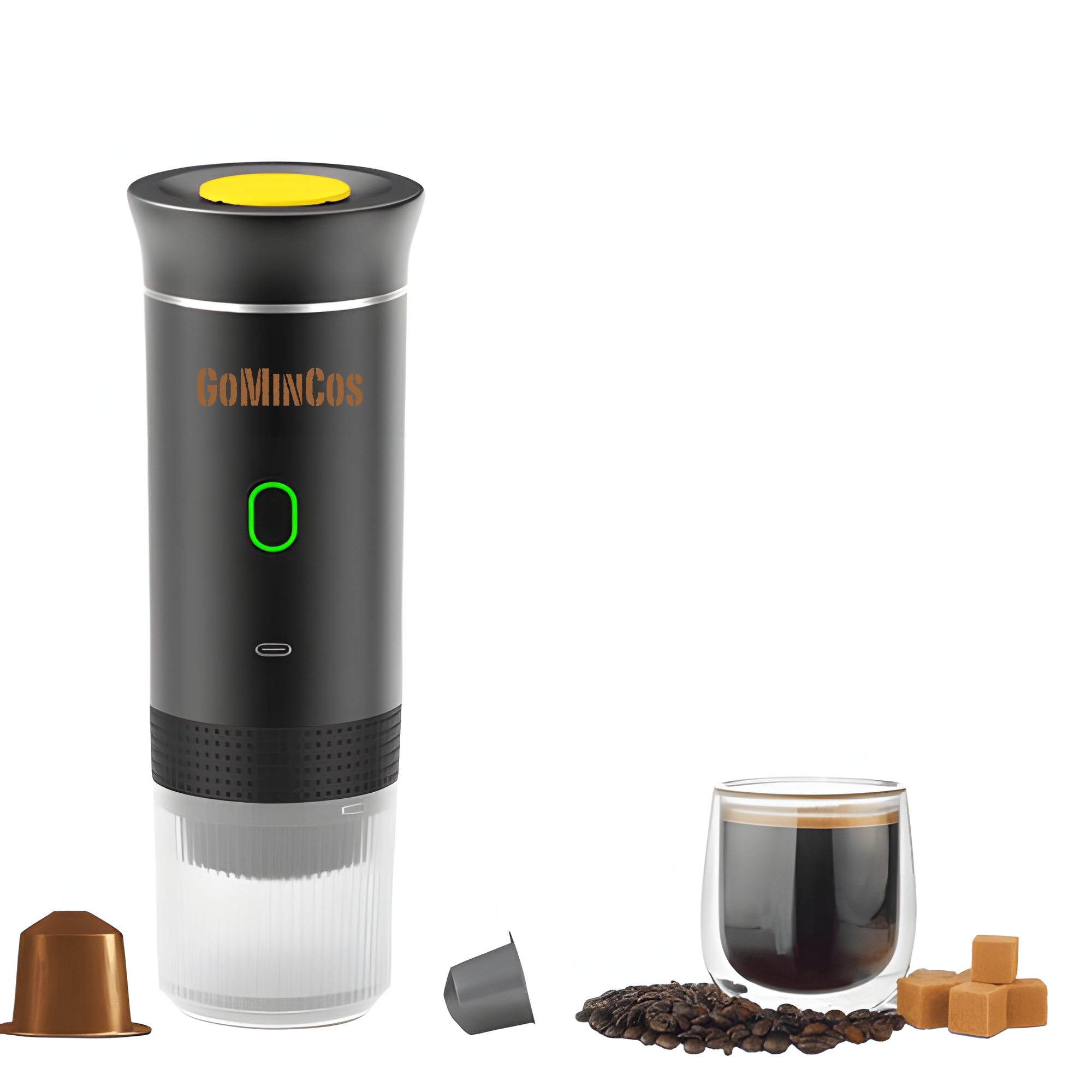 Espressor Portabil cu Functie de Incalzire Apa – Compatibil cu Capsule Nescafe, Dolce Gusto si Cafea Macinata, Incarcare USB Type-C