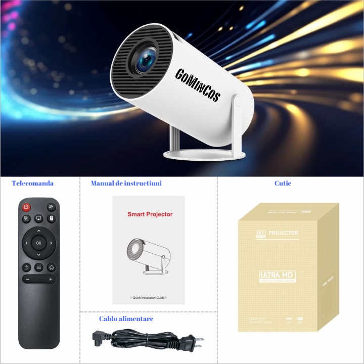 Videoproiector Smart Portabil – Proiector Mini cu Conexiune Wireless pentru Acasă și Birou - imagine 2